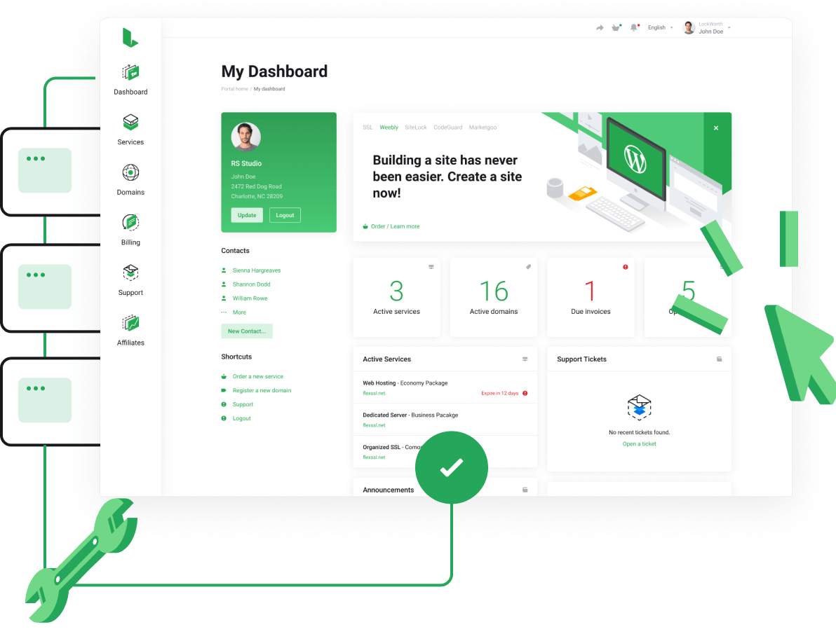 Super easy control panel to manage all your services